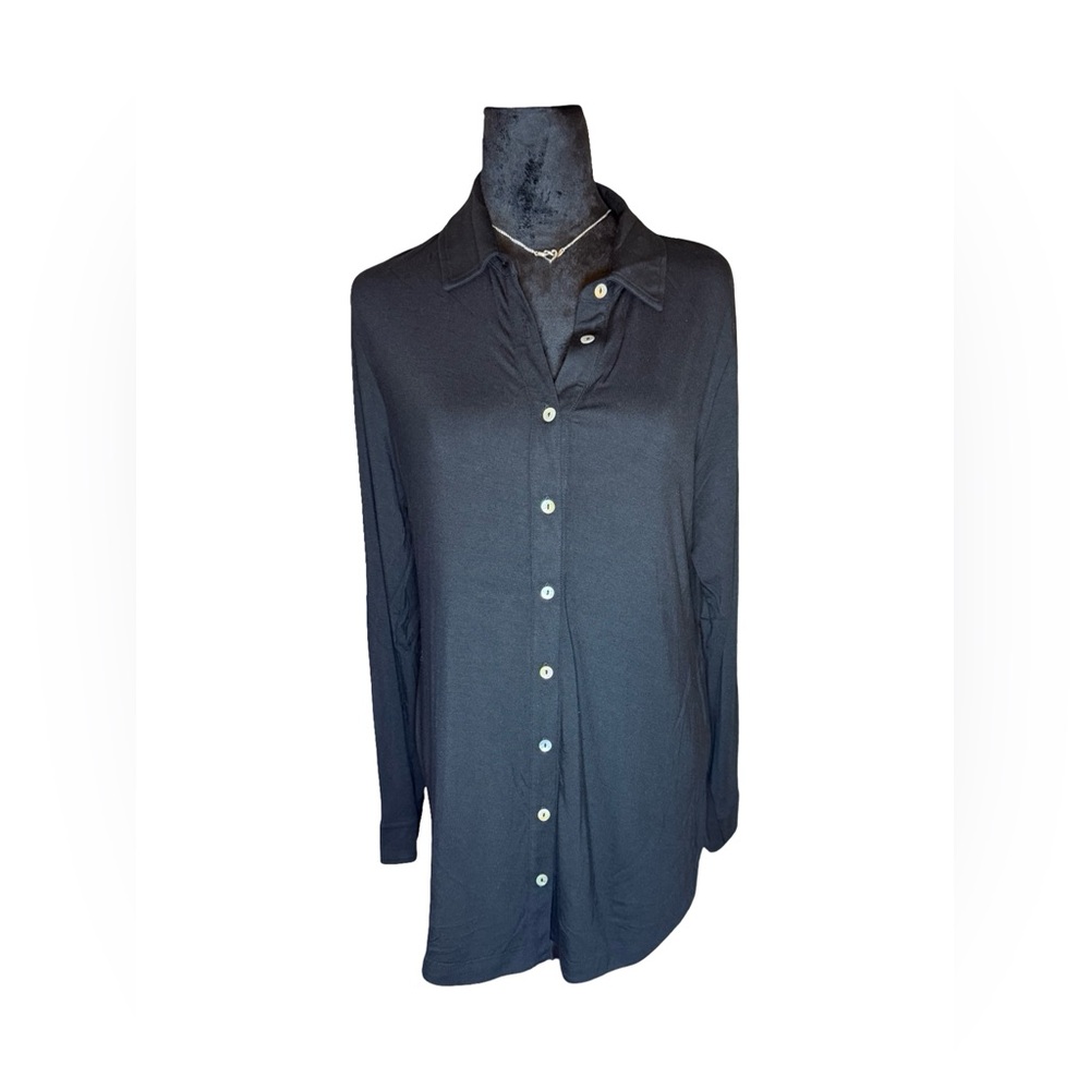 Soft Surroundings Black Button Front Tunic, Size Medium EUC